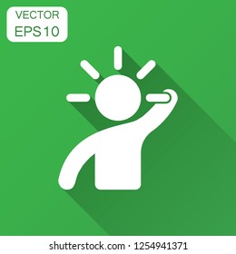 Mind people icon in flat style. Human frustration vector illustration with long shadow. Mind thinking business concept.