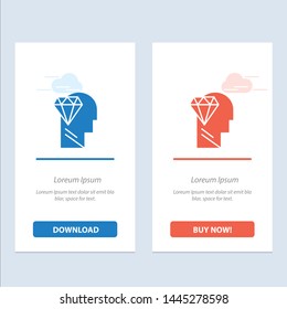 Mind, Perfection, Diamond, Head  Blue and Red Download and Buy Now web Widget Card Template