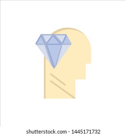Mind, Perfection, Diamond, Head  Flat Color Icon. Vector icon banner Template