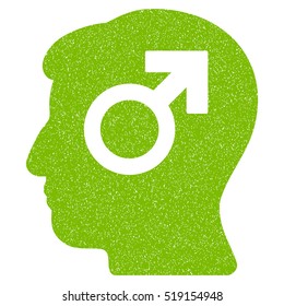Mind Potency grainy textured icon for overlay watermark stamps. Flat symbol with scratched texture. Dotted vector eco green ink rubber seal stamp with grunge design on a white background.