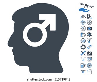 Mind Potency icon with bonus uav service images. Vector illustration style is flat iconic symbols on white background.