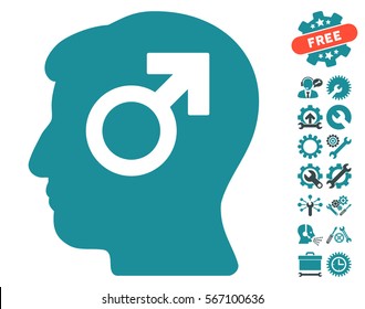 Mind Potency pictograph with bonus configuration images. Vector illustration style is flat iconic soft blue symbols on white background.