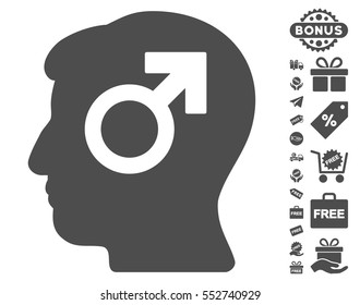 Mind Potency pictograph with free bonus icon set. Vector illustration style is flat iconic symbols, gray color, white background.