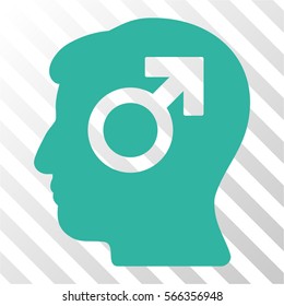 Mind Potency vector pictograph. Illustration style is flat iconic cyan symbol on a hatch transparent background.