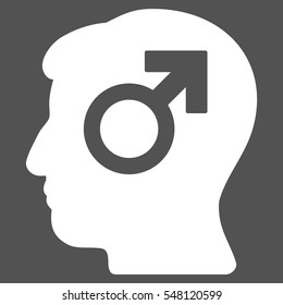Mind Potency vector pictograph. Style is flat graphic symbol, white color, gray background.