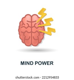 Mind Power Icon. 3d Illustration From Brain Procces Collection. Creative Mind Power 3d Icon For Web Design, Templates, Infographics And More