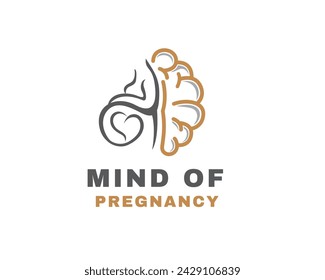 mente de embarazo con cerebro y mujeres logo diseño plantilla ilustración inspiración