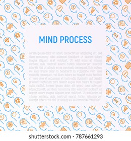 Mind process concept with thin line icons set: intelligence,  passion, conflict, innovation, time management, exploration, education, logical thinking. Modern vector illustration for web page.