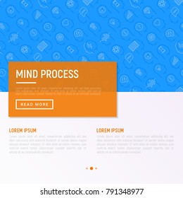 Mind process concept with thin line icons set: intelligence, passion, conflict, innovation, time management, exploration, education, logical thinking. Modern vector illustration for web page.