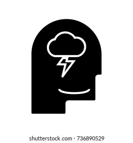 mind process - head man icon, vector illustration, black sign on isolated background