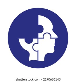 mind puzzle icon blue and white combination  