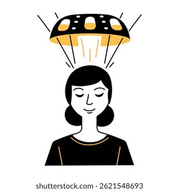 Mind reader device illustration in hand drawn style 
