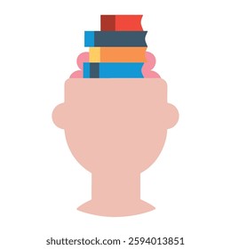 Mind reading with books stacked on a head