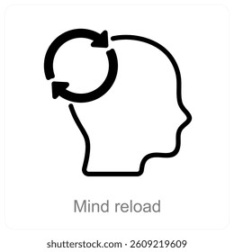 Mind Reload and brain icon concept