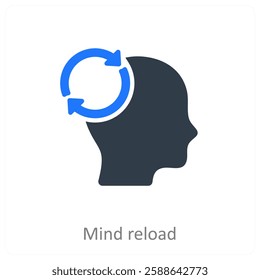Mind Reload and thinking icon concept