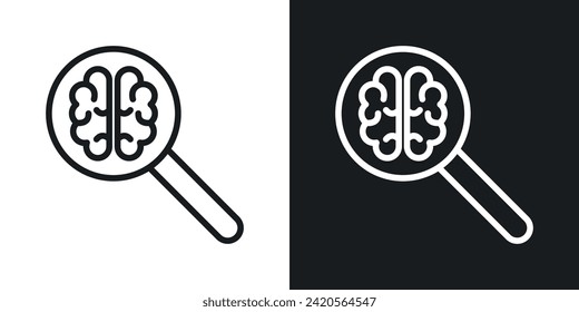 Icono de investigación mental diseñado en un estilo de línea sobre fondo blanco.