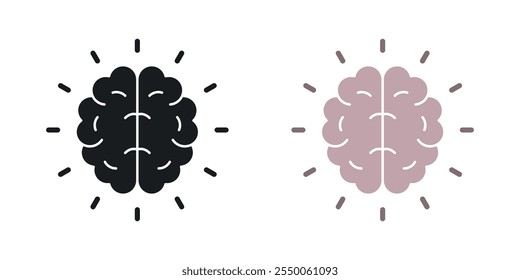Mind research icon set in black and colored version