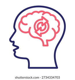 Mind Reset Icon Line Color Style Vector Illustration