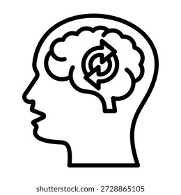 Ilustración vectorial de estilo de línea de icono de Restablecer mental