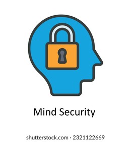 Ilustración de diseño de iconos de contorno de vectores de seguridad mental. Símbolo de ciberseguridad sobre archivo EPS 10 en fondo blanco