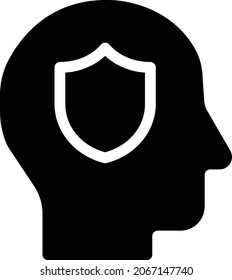 icono de glifo vectorial de seguridad mental