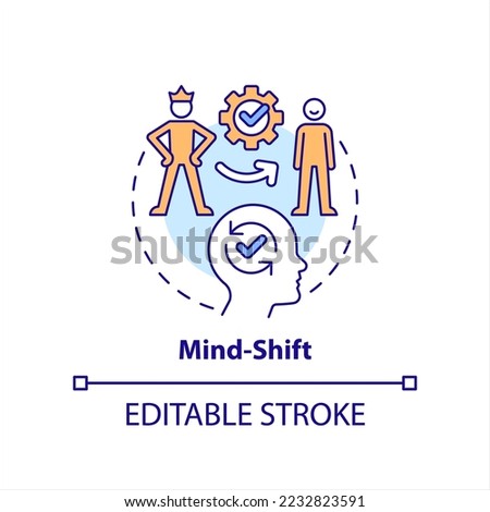 Mind shift concept icon. Life altering. Removing self imposed limitation tip abstract idea thin line illustration. Isolated outline drawing. Editable stroke. Arial, Myriad Pro-Bold fonts used