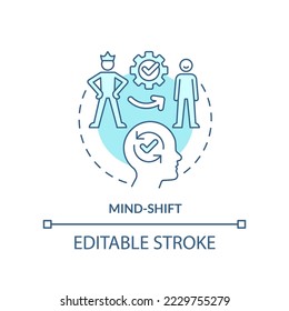 Mind shift turquoise concept icon. Life change. Overcoming self imposed barrier tip abstract idea thin line illustration. Isolated outline drawing. Editable stroke. Arial, Myriad Pro-Bold fonts used