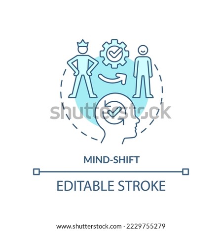 Mind shift turquoise concept icon. Life change. Overcoming self imposed barrier tip abstract idea thin line illustration. Isolated outline drawing. Editable stroke. Arial, Myriad Pro-Bold fonts used