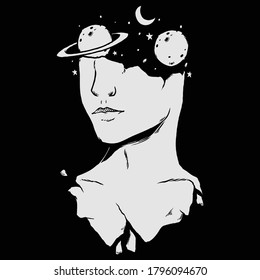 Mind Space Lineart Vector Illustration