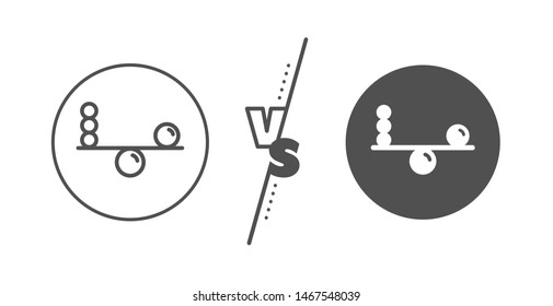 Mind stability sign. Versus concept. Balance line icon. Concentration symbol. Line vs classic balance icon. Vector