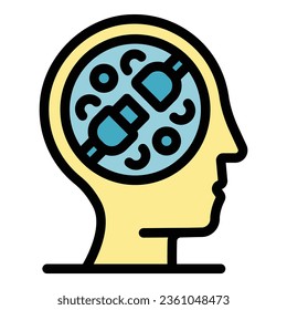 Mind stress icon outline vector. Digital media. Digital detox color flat