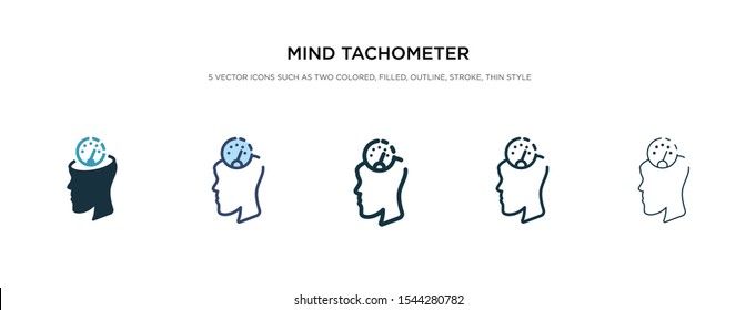 mind tachometer icon in different style vector illustration. two colored and black mind tachometer vector icons designed in filled, outline, line and stroke style can be used for web, mobile, ui