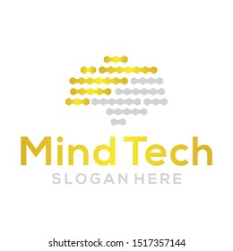 mind tech, digital mind, brain logo vector