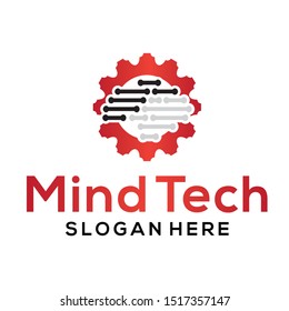 mind tech, digital mind, brain logo vector
