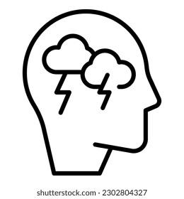 Mind thunderstorm icon outline vector. Mental brain. Health training