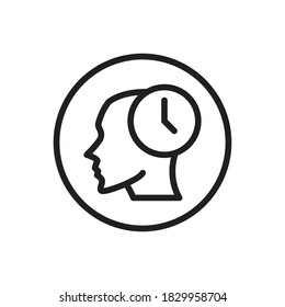 Mind (Time and Date) icon outline vector. isolated on white background