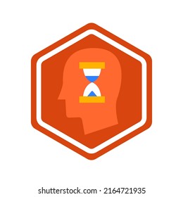 Mind Time Hexagonal Icon. Vector Illustration of Business Sign.