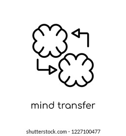 mind transfer icon. Trendy modern flat linear vector mind transfer icon on white background from thin line Artificial Intelligence, Future Technology collection, outline vector illustration
