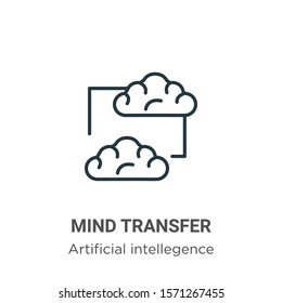 Mind transfer outline vector icon. Thin line black mind transfer icon, flat vector simple element illustration from editable artificial intellegence and future technology concept isolated on white 