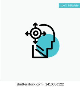 Mind, Transform, Yourself, Head turquoise highlight circle point Vector icon