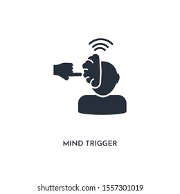 mind trigger icon. simple element illustration. isolated trendy filled mind trigger icon on white background. can be used for web, mobile, ui.