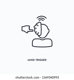 Mind trigger outline icon. Simple linear element illustration. Isolated line Mind trigger icon on white background. Thin stroke sign can be used for web, mobile and UI.