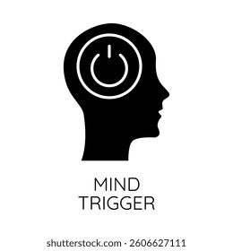 Mind Trigger – Power Button on Head Representing Mental Readiness and Cognitive Activation