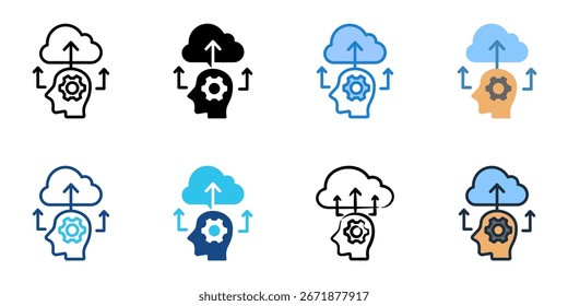 Mind Uploading icon set multiple style collection 

