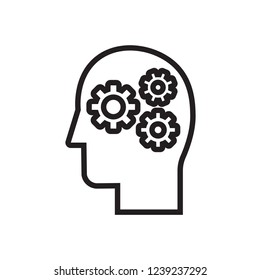 Mind user icon. Head with gears sign