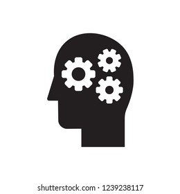 Mind user icon. Head with gears sign