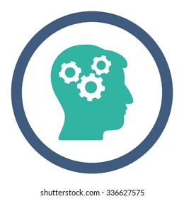 Mind vector icon. Style is bicolor flat rounded symbol, cobalt and cyan colors, rounded angles, white background.