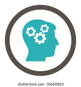 Mind vector icon. Style is bicolor flat rounded symbol, grey and cyan colors, rounded angles, white background.
