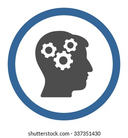 Mind vector icon. Style is bicolor flat rounded symbol, cobalt and gray colors, rounded angles, white background.