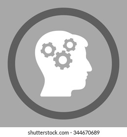 Mind vector icon. Style is bicolor flat rounded symbol, dark gray and white colors, rounded angles, silver background.